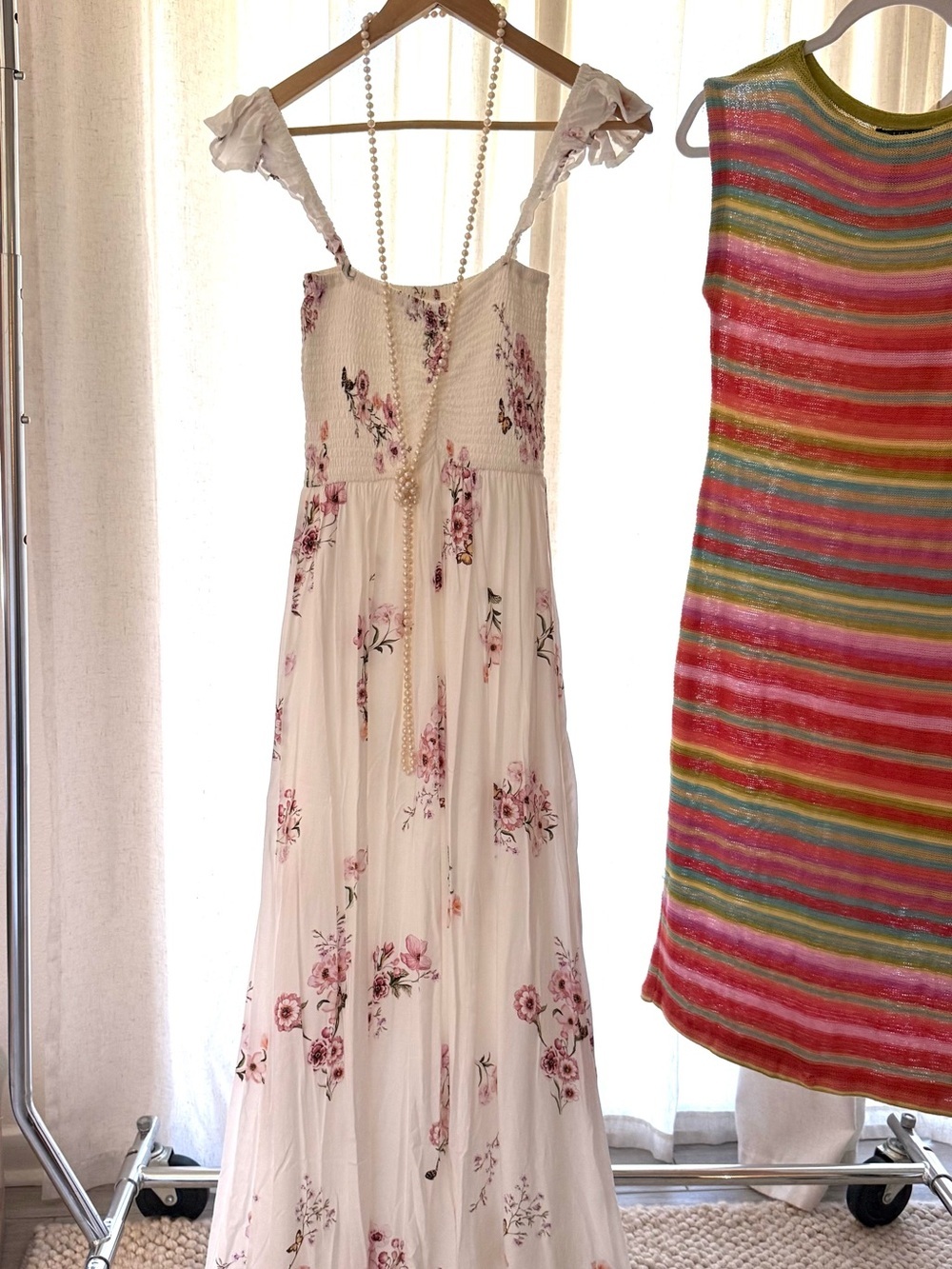 Plum Pretty Sugar Cream Maxi Dress with Pink Floral Print - Picture 2 of 10